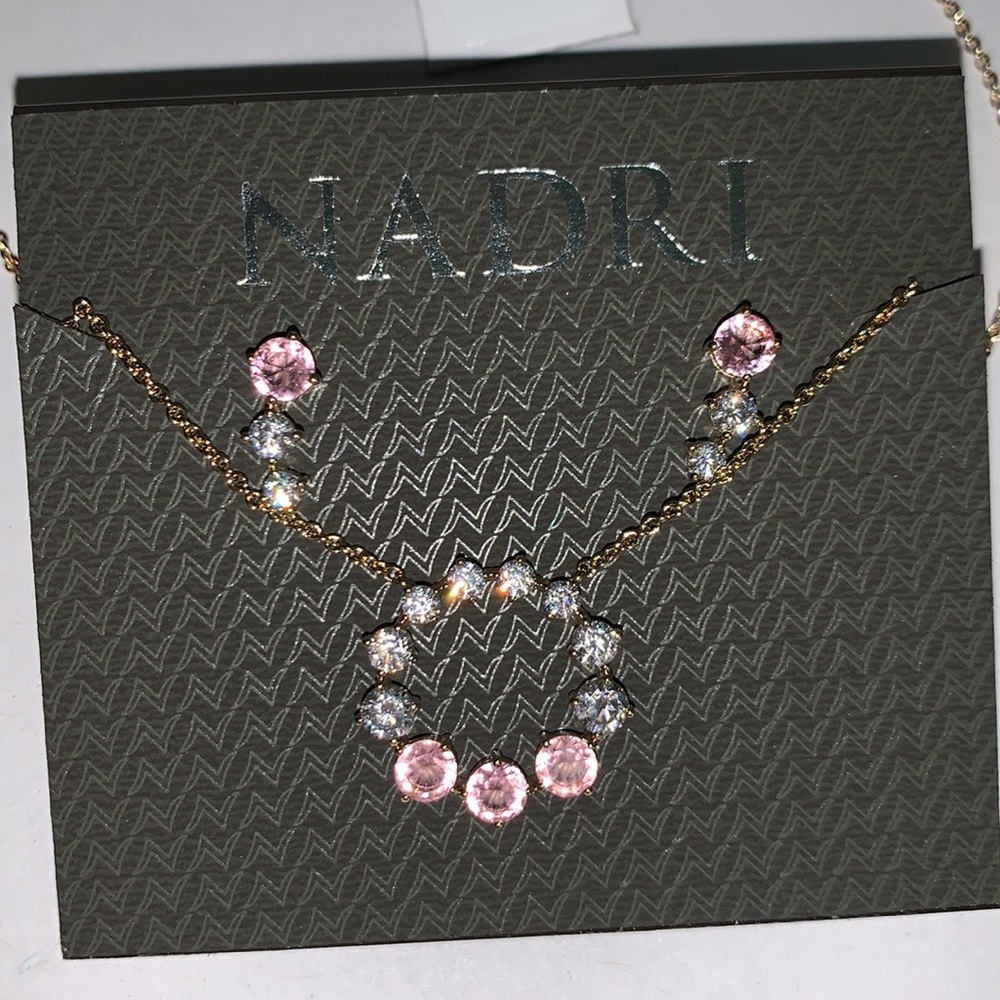 Nadri set Multi Cut Stone Stud Earrings +necklace